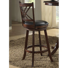 Stool 1300-35-BS 24/29 Swivel Distressed Walnut stool with Black Vinyl Seating