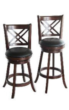 Stool 1300-35-BS 24/29 Swivel Distressed Walnut stool with Black Vinyl Seating