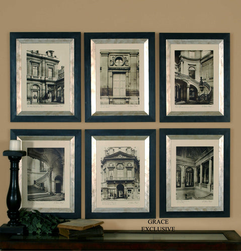 PARIS SCENE FRAMED PRINTS, S/6