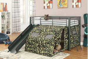 TWIN LOFT BED With slide camouflage