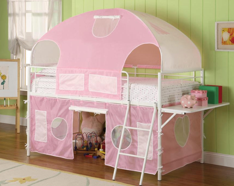 TWIN TENT LOFT BED (Pink tent)
